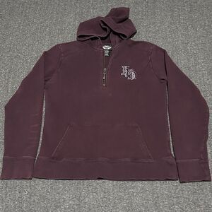 Harley Davidson Women's 1/4 Zip Pullover Hoodie Plum Maroon Rhinestone (Sz M)